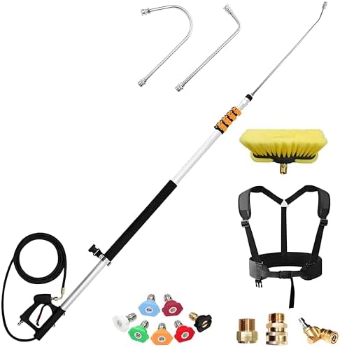 Pressure Washer Gun Set, 24 FT Power Washer Wand Extension, Aluminum Gutter Cleaning Tools, 7PCS Nozzle Tips, Hose and Wands, Washing Wand Sprayer by Unknown