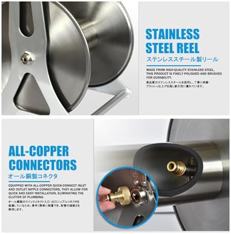 Stainless Steel Garden Hose Holder - Freestanding & Wall-Mount Metal Reel for Easy Installation, Perfect for Plant Watering & Car Washing, Durable & Rust-Resistant Design - Image 4