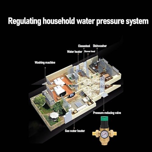 Water Pressure Regulator, 40 Microns Filter Drinking Water Pressure Regulator with Meter, Brass for Homes, Gardens, Buildings & Factories (1/2 inch (DN15)) - Image 3