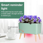 Oliz 13.5 Inch Planter Pot with Metal Craft Legs, Self Watering Planter Pots with Water Shortage Alarm Plant Pot for Indoor Outdoor Decorative Succulents Herb (B- Green) - Image 6