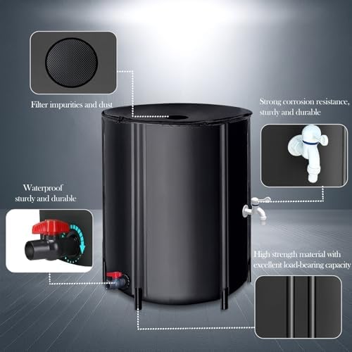 Collapsible Rain Barrel 100-Gallon, Portable PVC Rainwater Collection Tank with Spigots and Overflow Kit, Foldable Water Storage Container for Garden, Lawn and Outdoor Use - Image 7