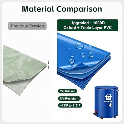 53 Gal Collapsible Rain Barrel with Spigot, Filter and Overflow Kit, Blue - Image 4