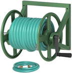 Artigarden Garden Hose Reel Wall Mounted, Outdoor Heavy Duty Powder Coated Metal Water Hoses Holder Winder Holds 125 ft 5/8" Hoses with 3.9ft Leader Hose, Stainless Steel Connector for Outside, Green by Artigarden