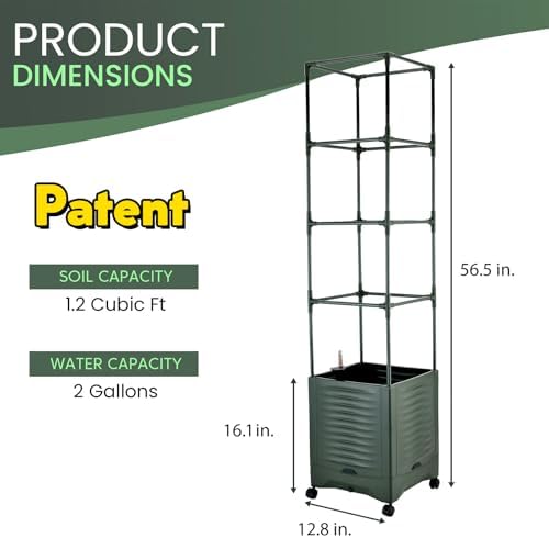 Tomato Planter Pot Tomato Box Raised Garden Bed 56.5" Tall Self-Watering and Water Indicator Planter for Tomato Outdoor Indoor Metal Trellis for Climbing Plants Large Reservoir-1 planter-not 2 - Image 5