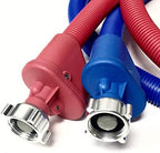 2-pack Flood Safe Washing Machine Hoses - Heavy Duty PVC Hose Sealed With Rigid Corrugated Outer Wall in Red-Blue and Built-in Auto Shut-off Valve Univeral 90 degree elbow Connection (6) - Image 3