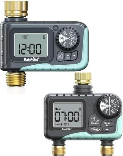 RAINPOINT 2 Zone Sprinkler Timer with 1 Zone Programmable Water Timer for Garden Hose with Rain Delay and Manual Watering Controller System for Yard Lawn Drip Irrigation by RainPoint