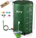 PYY Rain Water Collection Barrel - 100 Gallon Water Storage Tank with Spigots, Portable Rain Catcher to Collect Rainwater from Gutter, Large Plastic Rain Catchment System with Collapsible Bucketc by PYYBuffetProducts