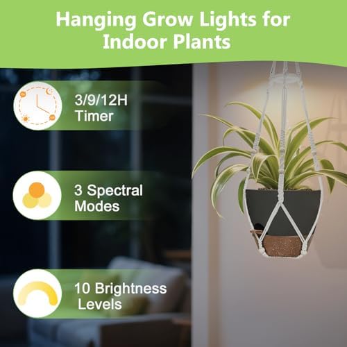 2 Pack Self Watering Hanging Planters with Grow Light for Indoor Plants - Image 4