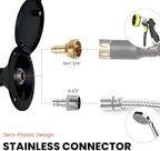 All-Metal RV Quick Connect Spray Port with G1/2" & GHT 3/4" Adapters, Exterior Water Hookup for Camper & Trailer, Stainless Steel Quick Connector, Magnetic Dustproof Cover, Rust & UV Resistant (Black) - Image 4