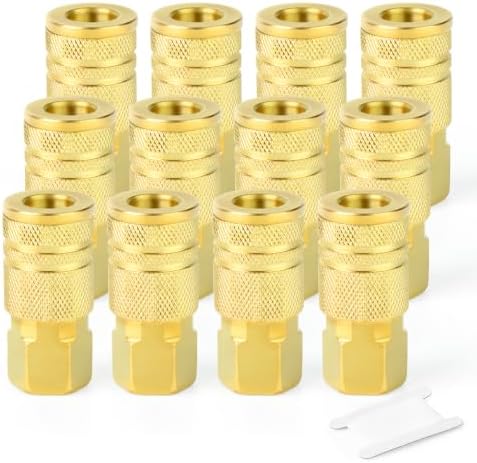 GASHER 12PCS 3/8"FNPT Brass Industrial Coupler,1/4 Flow Quick Connect Air Coupler by GASHER