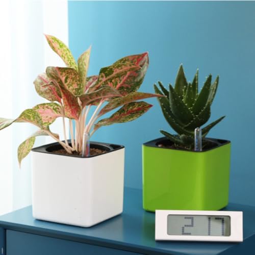 SUPVOX Self Watering Flowerpot Plastic Planter with Large Water Capacity, Double Layer Square Design, Detachable Inner Pot, Thick Cotton Rope, Suitable for Desk and Wall Use - Image 5