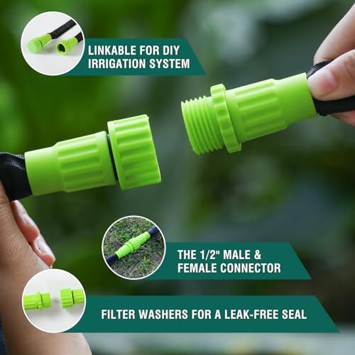 Soaker Hose - Flat Soaker Hose 150 FT for Garden Beds, Garden Soaker Hoses with Heavy Duty, Double Layer Sprinkler Soaker Hoses 2 Pack - Image 4