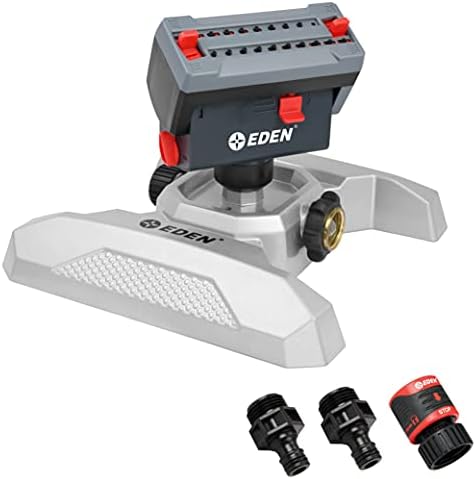 Eden 94127 Metal Adjustable 4-Way Mini Turbo Oscillating Sprinkler W/Quick Connect Starter Set & 95210 Premium Garden Hose Fitting Quick Connect with Water Stop & Lock Feature, 5 pc Set - Image 2