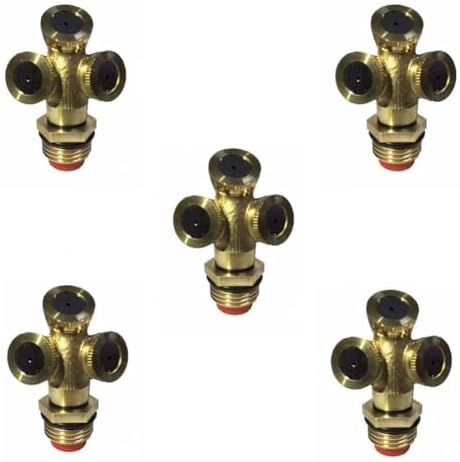 1/2"（DN15） Brass Mist Nozzle Thread Mist Nozzle for Lifting Garden Bed Backyard Outdoor Cooling System（Pack of 5） Three-Jet Spray Head with Filter 5pcs by Unknown