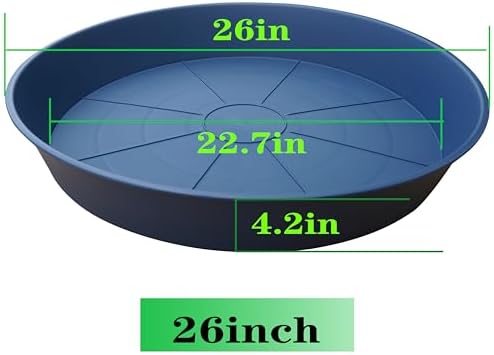 3 Pack of 25 26 inch Plant Saucer (22.7 Inch Base), 4.2" Depth, Large Deep Plastic Flower Planter Water Trays for Indoors Outdoor Bath Bath, Plant Drip Trays for Pot (26", Blue) - Image 2