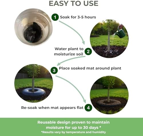Smart Plant Watering Mat 24'' – Auto Tree Watering & Slow Release 30-Day Hydration | Vacation Plant Watering Device with Humidity Mat for Indoor Plants, Herbs & Small Trees (5 Mats/Pack) - Image 3