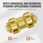 VEVOR Brass Pipe Fittings Push-Fit,Straight-Through,1/2" 12PCS - Image 5