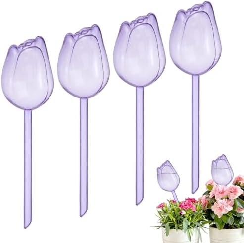 M METERXITY 4-Pack Plant Watering Globes, 9.4 Inch Plastic Self Watering Planter Insert for Indoor/Outdoor Plants, Self Water Devices [Purple] by MMETERXITY