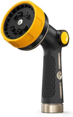 RAINPOINT Garden Hose Nozzle - 100% Heavy Duty Metal Thumb Control Spray Nozzles for Garden Hose High Pressure, 10 Pattern Water Hose Nozzle for Car Wash, Watering Lawn, Pets, Bright Yellow by RainPoint