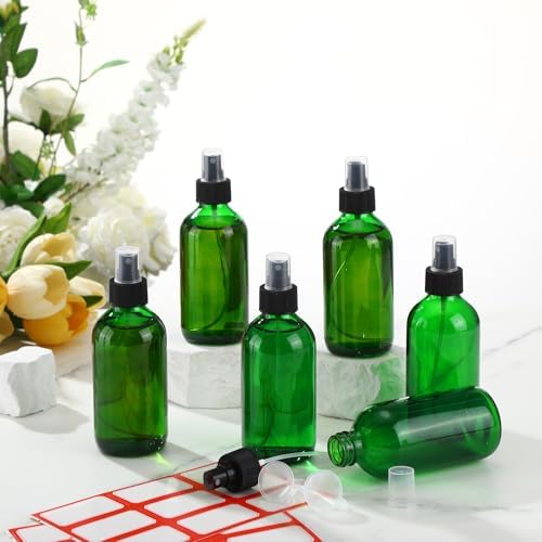 Norme 12 Pcs 8 oz Glass Spray Bottles, Funnels and Labels, Green, Stylish - Image 6