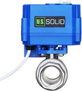 U.S. Solid 3/4 in 304 Stainless Steel Motorized Ball Valve, NSF Certified, Full Port, 9-24 V AC/DC, 3-Wire Latching Self-Hold, Manual Override, Position Indicator by USSolid