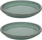 Sunnydaze 12" Ceramic Plant Saucers for Planters, 2pk, Seafoam by SunnydazeDecor
