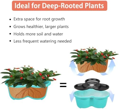 VECELO 5 Tier Vertical Garden Planter, Self Watering Stackable Planters with Wheels for Strawberries, Herbs, Flowers, Vegetables, Multicolor - Image 6