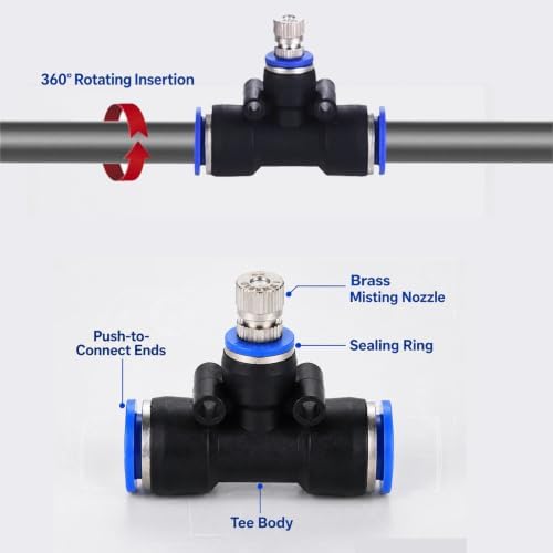 Outdoor Misting Nozzle Kit – Automatic Watering Atomizing Tee System for Garden Cooling, Easy Installation, 100m (328.1ft) Irrigation Solution for Hot Weather - Image 5