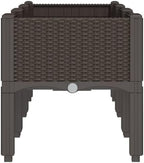 Elevated Garden Planter Box with Legs Rattan Look PP Brown - Image 4