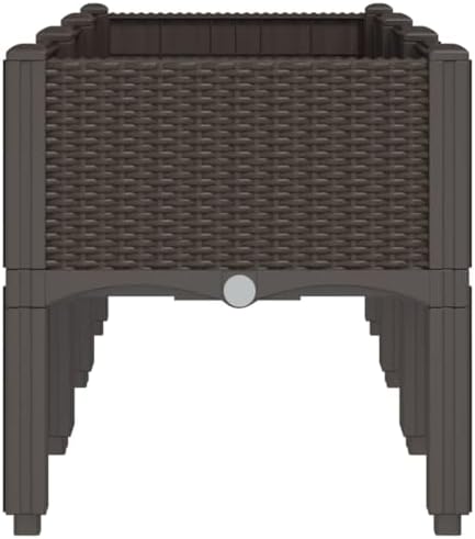 Elevated Garden Planter Box with Legs Rattan Look PP Brown - Image 4