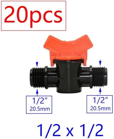 20pcs Drip Irrigation Valve 4/7 3/8/10/12/16/20 /25mm Pipe Garden Tap 1/2" 3/4" Male Thread Water Hose Barb Connector(R) - Image 2