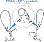 MSTJRY Spray Valve with 45" Pre Rinse Hose, Commercial Sink Sprayer Hose Pre Rinse Sprayer with Flexible Stainless Steel Hose Assembly for Commercial Kitchen Faucets, Polished Chrome(Black,3 Adapters) - Image 4