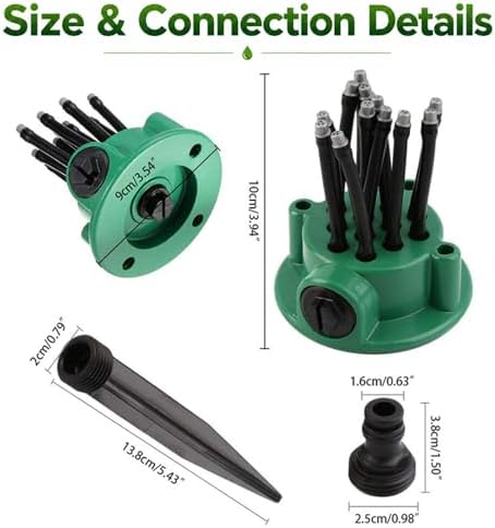 360° Coverage Precision Garden Irrigation Sprinkler, Large Area Coverage Water Saving Irrigation Sprinkler with Spike Base for Yard Lawn Roof Cooling Gardening (5 Pcs) - Image 7