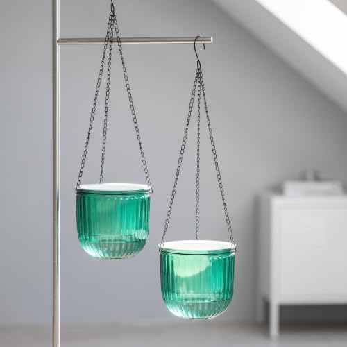 VICASKY 4pcs Hanging Plant Pots Green Hook Self Watering Plastic 6.5 Inch - Image 4
