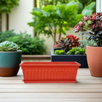 MAGICLULU 2pcs Large Plastic Rectangle Planters with Saucers for Balcony and Garden, Thickened Window Boxes for Vegetable and Strawberry Planting, Brick Red Sturdy Flower Holders - Image 5