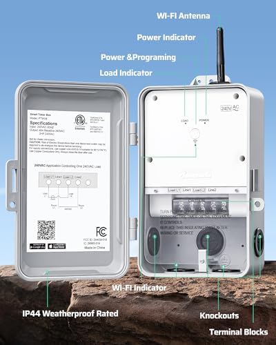 DEWENWILS Outdoor Pool Pump Timer, Heavy Duty WiFi Timer Box, 40A 240V 3HP - Image 7