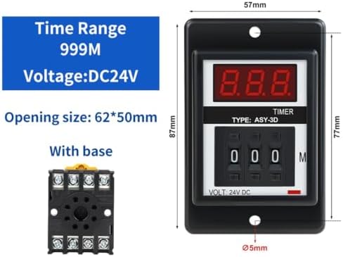 Programmable Delay Timer Relay 8-Pin with Base AC220V/DC24V Digital Display(999M DC24V) - Image 2