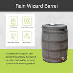Good Ideas Rain Wizard Water Collection Barrel, 50 Gallon, Oak, 2 Pack - Image 2