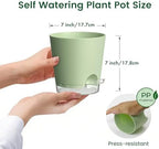 Meowell 7 inch Self Watering Pots for Indoor Plants, 5 Pack Plant Pots with Drainage Holes & Clear Reservoir for Visible Water Level, Plastic Wicking Planter Pots for House Plants and Flower, Green - Image 2