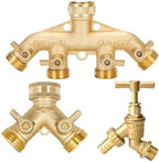 3/4 Inch 2/4-Way Brass Garden Hose Splitter Tap Y-Type Watering Connector Distributor for Outdoor Faucet(AdapterEU) - Image 2