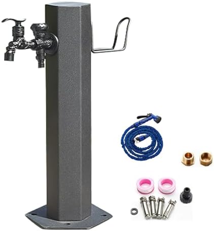Outdoor Faucet Vertical Garden Water Column Stainless Steel Freestanding Garden Hose Holder for Garden Irrigation and Watering(50x5cm/20x2in) by Unknown
