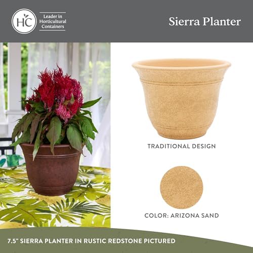 The HC Companies Sierra Round Self-Watering Pot - Lightweight Plastic Planter for Herbs & More - Durable Plant Pots for Indoor Plants & Outdoor Plants (10” Arizona Sand, Pack of 1) - Image 3