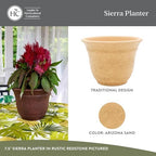 The HC Companies Sierra Round Self-Watering Pot - Lightweight Plastic Planter for Herbs & More - Durable Plant Pots for Indoor Plants & Outdoor Plants (10” Arizona Sand, Pack of 1) - Image 3