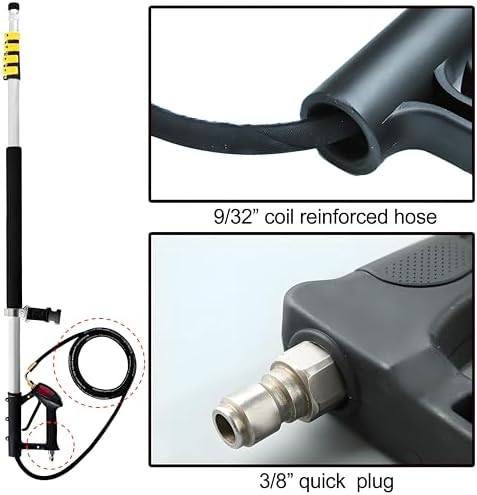 Pressure Washer Gun Set, 24 FT Power Washer Wand Extension, Aluminum Gutter Cleaning Tools, 7PCS Nozzle Tips, Hose and Wands, Washing Wand Sprayer - Image 2