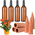 Baderke 8 Pcs 4 Set Plant Watering Devices, Terracotta Watering Spikes with 25 oz Plastic Wine Bottles, Slow Release Vacation Insert Automatic Plant Waterer Device for Indoor Outdoor by Baderke