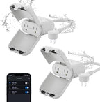 ELEGRP PQR20 Outdoor Smart Plug Waterproof IP66, WiFi Plug with 2 Individually Sockets, Compatible with Alexa & Google Assistant, Smart Outdoor Outlet for String Lights, UL Certified, 2 Pack, Grey by ELEGRP%7CELEGROUP