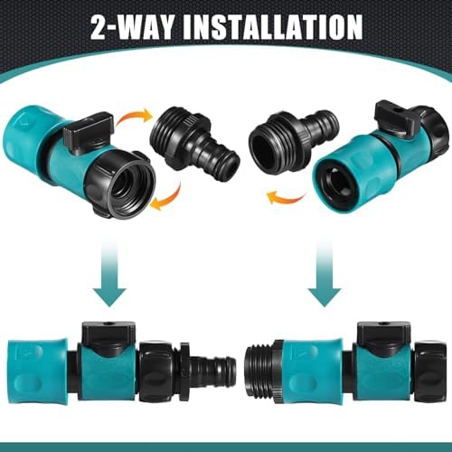 Threlaco 20 Pack Garden Hose Quick Connect with Shut Off Valve,3/4" Plastic Water Hose Connector Fittings,40 Male Adapters & 40 Washers for Sprinkler Nozzle Watering Repair - Image 6