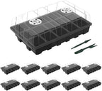 Gardzen 5 Pack Seed Starter Trays with Vented Domes 150 Cell Black by Gardzen