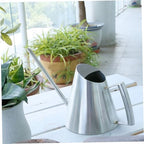 Watering Can Silver 900ml Long Spout Stainless Steel Vintage - Image 7