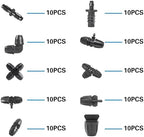 100Pcs 5/16 Inch Irrigation Tubing Fittings Kit (10Pcs×10Types), Locked Barbed Connectors for 5/16" ID-0.43" OD Drip Tubing, Include Couplings/Tees/Elbows/End Plugs/Four-Way - Image 2